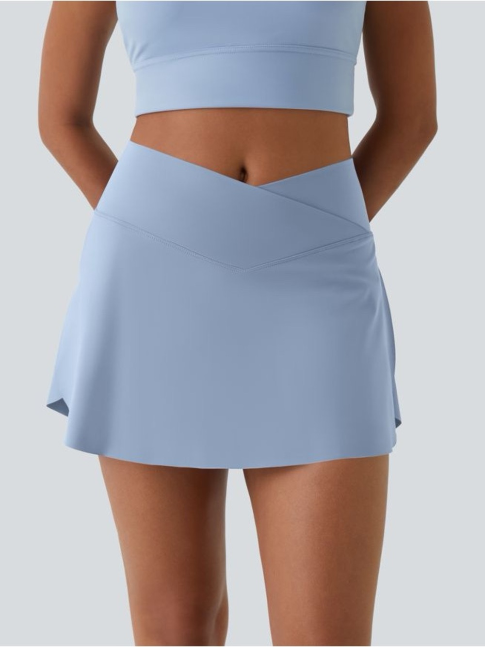 HALARA Light Blue V-Waist Mini Skirt - Picture 1 of 4